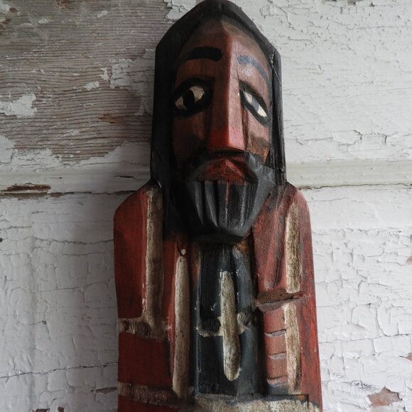 Vintage Mexican Folk Art Log Bark Santo Wood Carving - Picture 2 of 5